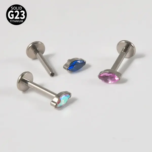 Wholesale 1 Piece Lip Rings Classic Style Colorful Water Droplets G23 Titanium Synthetic Opal Zircon Inlay Synthetic Opal Zircon