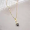 Imitation Pearl Ferroalloy Copper Round Electroplating Vacuum Plating Real Gold Plated Casual Simple Style Waterproof Non Tarnish Plating Mariner Chain Gold Pendant Necklace