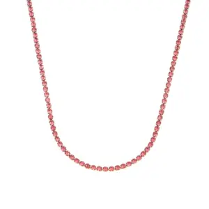Pink 3mm Diamond Gold Necklace