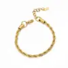 304 Stainless Steel Geometric PVD Coated Stone-Free 18K Real Gold Plated Bracelets