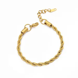 304 Stainless Steel Geometric PVD Coated Stone-Free 18K Real Gold Plated Bracelets