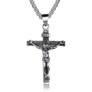 Ancient silver cross + stainless steel chain