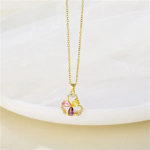 Water Plating Vacuum Plating Real Gold Plated 18K Gold Christmas Tree Heart Shape Flower 304 Stainless Steel Titanium Steel Korean Style Waterproof Non Tarnish 201 Stainless Steel Pendant Necklace