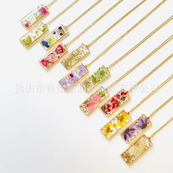Wholesale December flower necklace natural real flower rose pansy flower pendant jewelry