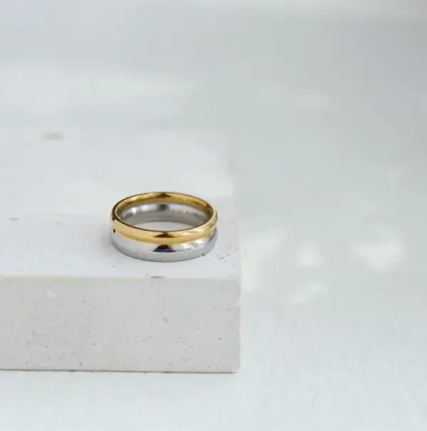 Wholesale 304 Stainless Steel Multicolor PVD Coated 18K Real Gold Plated Simple Style Classic Style Waterproof Non Tarnish Plating Rings