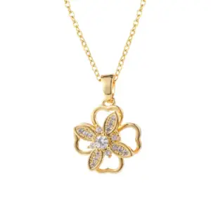 X3915 Flower Rotating Necklace