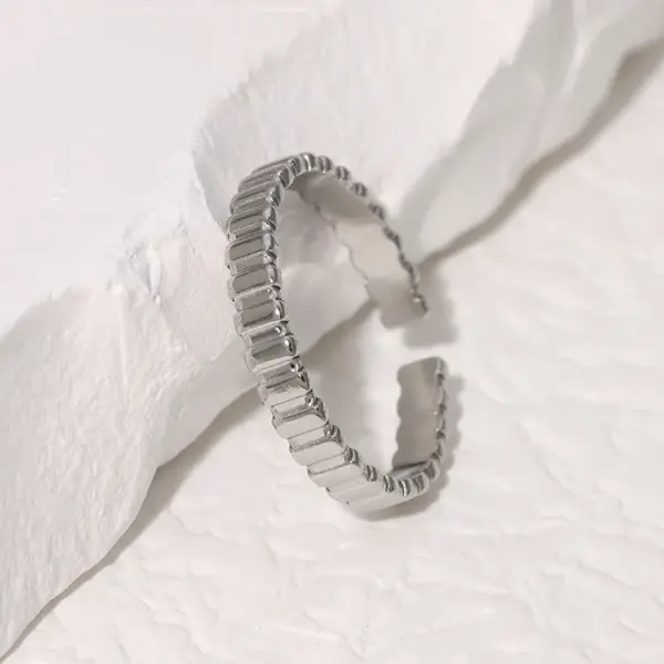 Wholesale PVD Coated Real Gold Plated 18K Gold Solid Color 304 Stainless Steel Simple Style Classic Style Waterproof Non Tarnish Open Rings