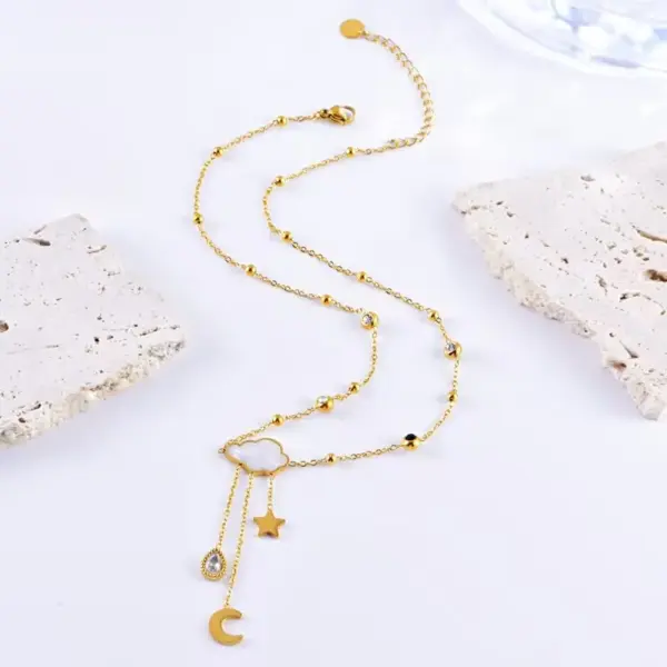 Wholesale Jewelry French Style Simple Style Clouds Star Moon 304 Stainless Steel 18K Gold Plated Jewelry Set