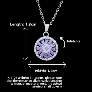 XL1196 Round Purple Flower Necklace / Silver