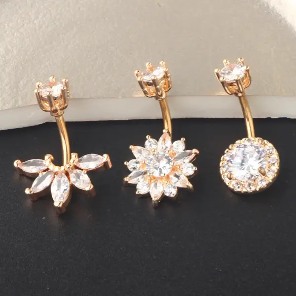 Wholesale Fashion Crown Stainless Steel Zircon Belly Ring 1 Piece 1 Set