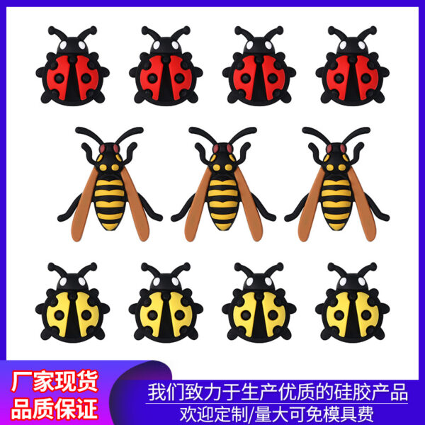 Wholesale Cross-Border New Product 3D Ladybug Silicone Beads Cartoon Jewelry Beading Material Kidsren's Jewelry Insect Silicone Beads