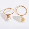 Wholesale Ion Plating (IP) 18K Gold Plated Conch Shell 304 Stainless Steel Natural Exaggerated Marine Style Beach Drop Earrings