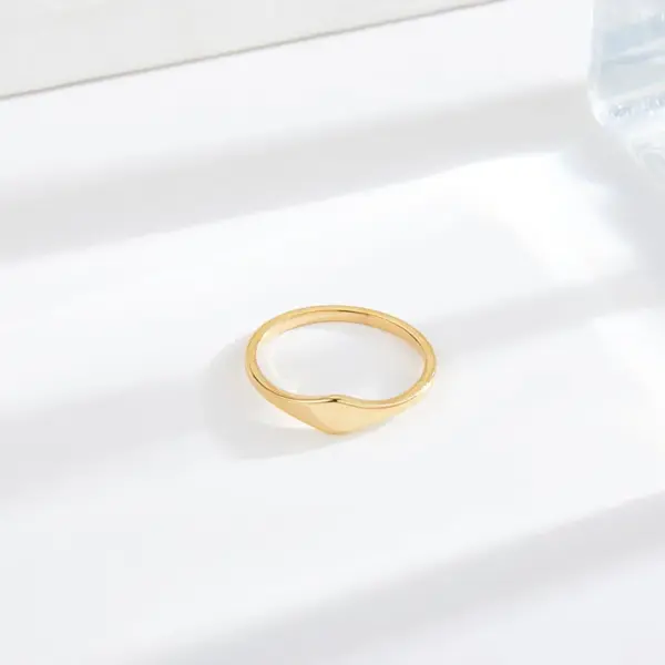 Wholesale Vacuum Plating PVD Coated Real Gold Plated 18K Gold Geometric 304 Stainless Steel Simple Style Waterproof Non Tarnish Rings
