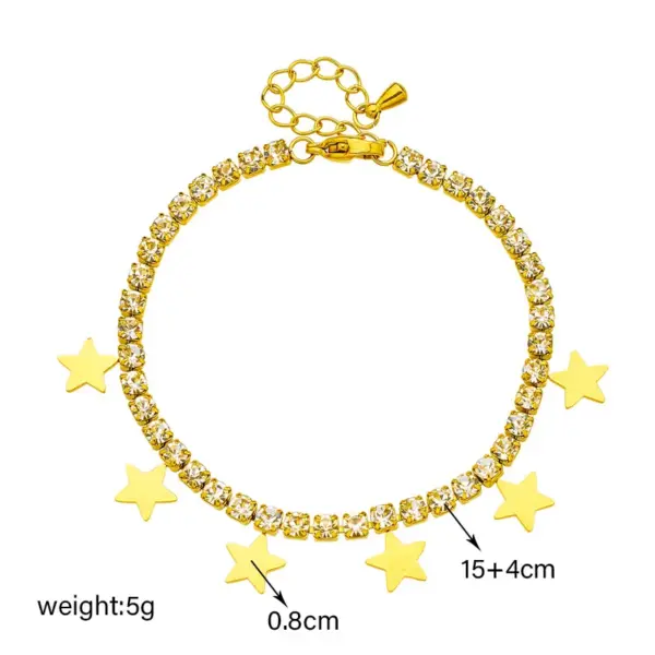 Wholesale Elegant Lady Star Titanium Steel Inlay Rhinestones Bracelets Necklace