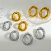 Wholesale Vacuum Electroplating (In Furnace) Plated 18K Real Gold Geometric Oval 304 Stainless Steel Stud Earrings Vintage Novelty Design