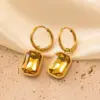 Wholesale PVD Coated Real Gold Plated 18K Gold Geometric Solid Color 304 Stainless Steel Retro Classic Style Waterproof Non Tarnish Drop Earrings