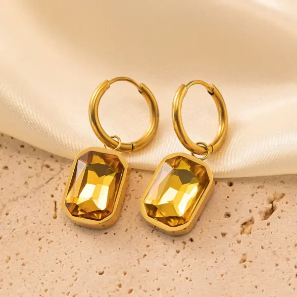 Wholesale PVD Coated Real Gold Plated 18K Gold Geometric Solid Color 304 Stainless Steel Retro Classic Style Waterproof Non Tarnish Drop Earrings
