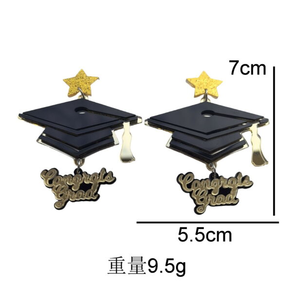 oly-da762ac03d0654e723d6cf5176aed1fd Wholesale Cross-border New Graduation Season Doctor Hat Graduation Master Hat Earrings congrala grad English Letter Earrings