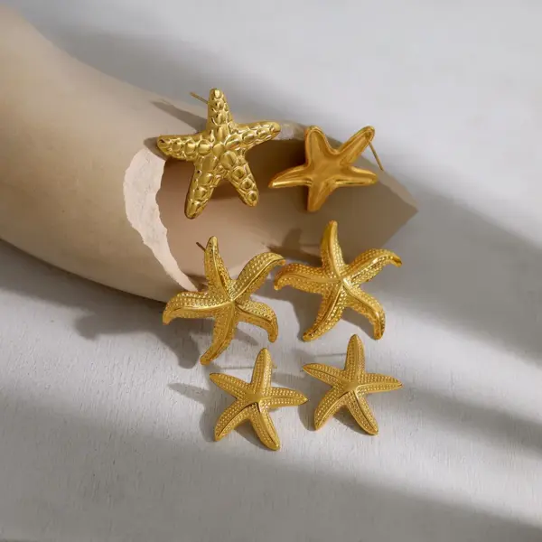 PVD Coated 18K Gold Real Gold Plated Starfish 304 Stainless Steel French Style Simple Style Classic Style Waterproof Non Tarnish Ear Studs