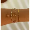 304 Stainless Steel Sun Starfish Turtle PVD Coated Rhinestones Real Gold Plated Marine Style Commute Waterproof Non Tarnish Surgical Steel Gold Bangle