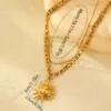 Wholesale Jewelry Simple Style Classic Style Sun 304 Stainless Steel Pendant Necklace