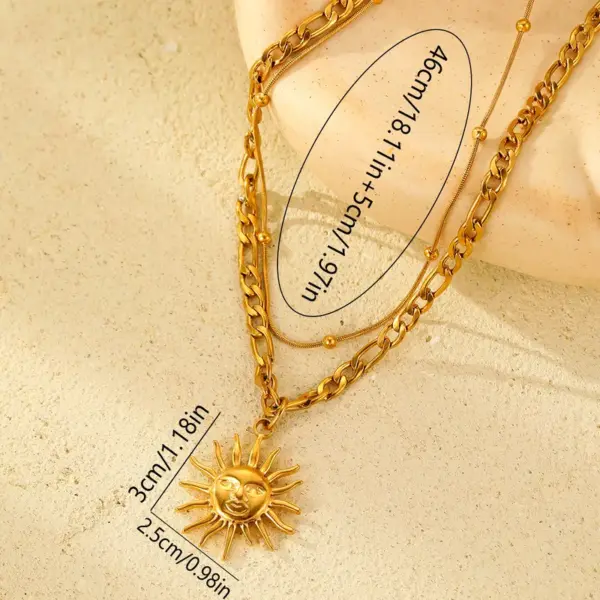 Wholesale Jewelry Simple Style Classic Style Sun 304 Stainless Steel Pendant Necklace