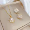 Wholesale Real Gold Plated 304 Stainless Steel PVD Coated Artificial Gemstones Flower Waterproof Non Tarnish Sweet Ear Studs For Women'S