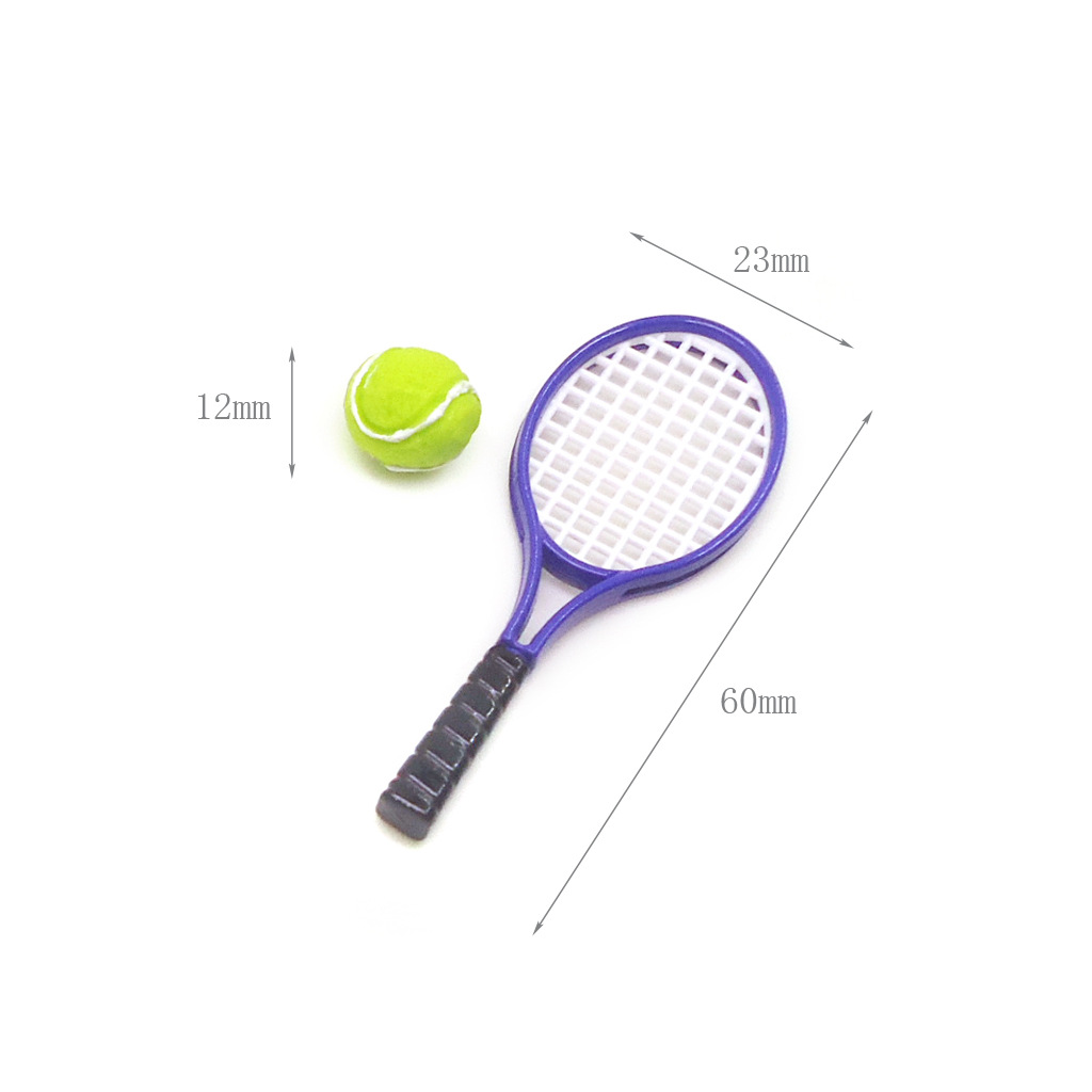 Wholesale 1:12 dollhouse aessories dollhouse simulation mini srts products tennis racket plus ball model tennis ball