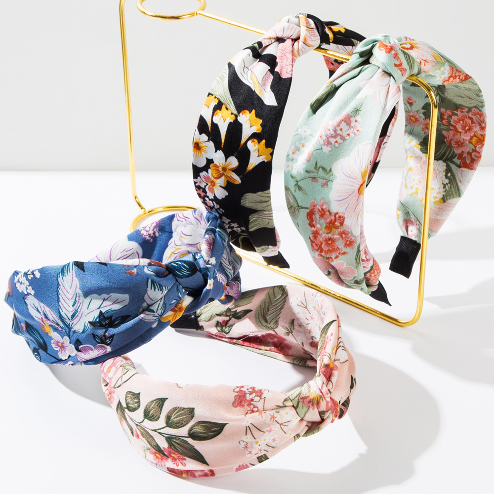 Wholesale Fashion New Bohemian Style Hair Hoop Women's Wide-brimmed Flower Fabric Headband Out-of-the-way Hair Pressing All-match Internet Celebrity H