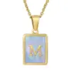 Wholesale Fashion Letter Stainless Steel Plating Inlay Shell Pendant Necklace 1 Piece
