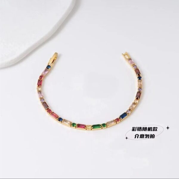 Wholesale New French Style Light Luxury Copper Alloy Synthetic Color Zircon Bracelet Mixed Color Design Temperament High-grade Colorful Bracelet