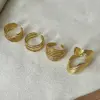 Wholesale PVD Coated 18K Gold Real Gold Plated Solid Color 304 Stainless Steel Casual Waterproof Non Tarnish Open Ring