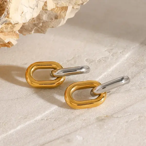 Wholesale PVD Coated Real Gold Plated Color Block 304 Stainless Steel Simple Style Classic Style Waterproof Non Tarnish Earrings