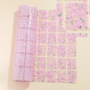 30 light purple + pointed rhinestone style luminous / Geometric special-shaped resin hot-melt adhesive tape [whole piece 24*40cm, small square 3*4cm]