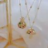 Wholesale Jewelry Cute IG Style Ladybugs Mushroom Copper Zircon 18K Gold Plated Plating Inlay Pendant Necklace