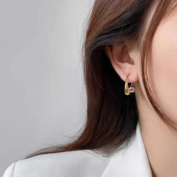 1 Pair Lady Water oplets Plating Copper Ear Studs