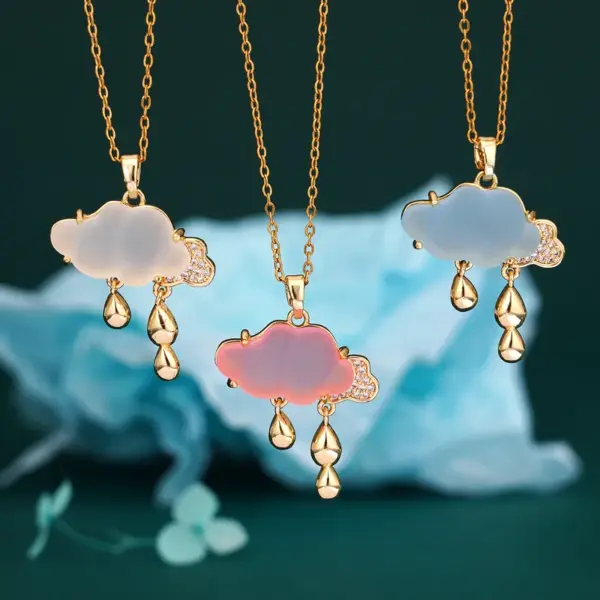 Wholesale 304 Stainless Steel Copper Clouds Pendant Necklace