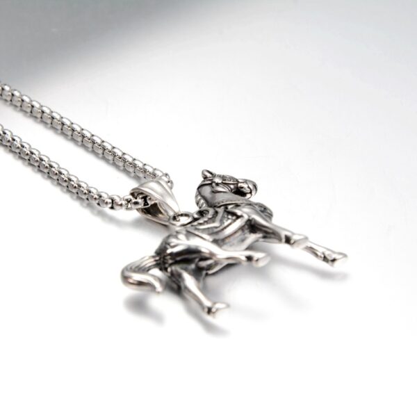 Wholesale Hip Hop Titanium Steel Horse Pendant Necklace