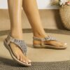Wholesale Women's Flat Sandals, Bohemian Style Flip-Flops, Cross-Border Large Size Rhinestone Handmade Shoes Manufacturer Wholesale Breathable