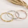 Wholesale 304 Stainless Steel Bamboo PVD Coated 18K Real Gold Plated IG Style Commute Waterproof Non Tarnish Plating Bangle