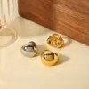 Wholesale PVD Coated Real Gold Plated 18K Gold Circle Waves 304 Stainless Steel Retro Roman Style Waterproof Non Tarnish Rings