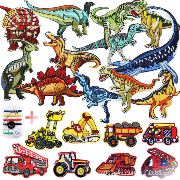oly-dab2abc18e2b8fdaee0e33b8646cd962 Wholesale Xiao Tian Jurassic Dinosaur Car Patch Sticker Excavator Embroidery Zhangzi Label Embroidery Sticker Computer Embroidery Seal Ironing
