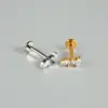 Wholesale 1 Piece Lip Rings Casual Vacation Simple Style Sword Crown Pure Titanium Inlay Zircon 18K Gold Plated Lip Rings