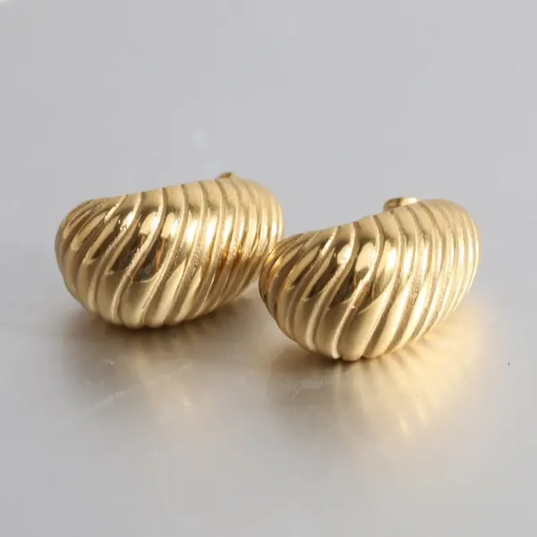 1 Pair Simple Style Stripe Water oplets Plating Stainless Steel 18k Gold Plated Ear Studs