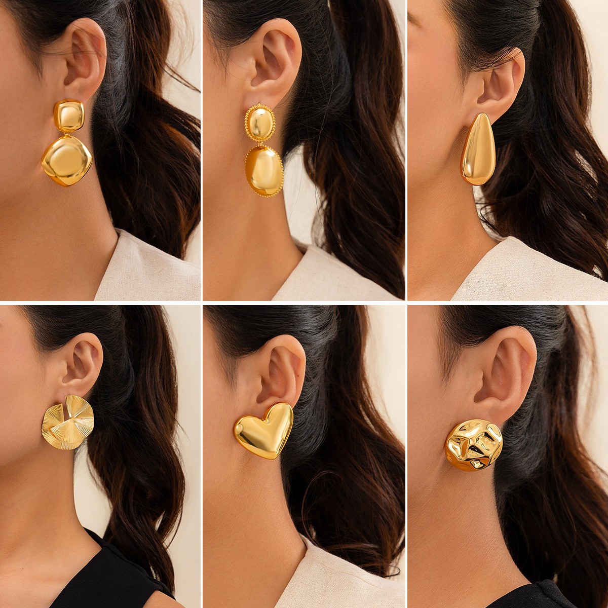 Wholesale Designed metal glossy water op earrings