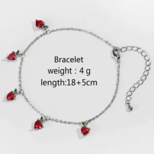 White Gold Red Lychee Bracelet