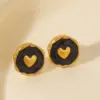 Wholesale PVD Coated Real Gold Plated Round Heart Shape 304 Stainless Steel Elegant Waterproof Non Tarnish Ear Studs