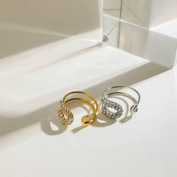 Wholesale 304 Stainless Steel Geometric PVD Coated Real Gold Plated Casual Simple Style Waterproof Non Tarnish Open Rings Rings