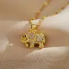 Copper Elephant PVD Coated Zircon Gold Plated Cute Waterproof Non Tarnish Plating Inlay Lobster Trigger Clasp Closure Pendant Necklace