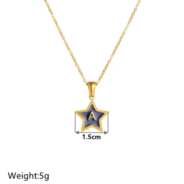 Wholesale Titanium Steel 18K Gold Plated Simple Style Plating Letter Star Acrylic Pendant Necklace